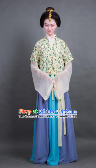 Traditional Chinese Tang Dynasty Young Lady Costume Ancient Hanfu Dress for Poor Women