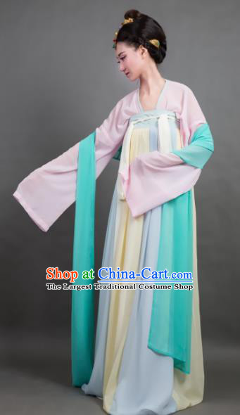 Traditional Chinese Tang Dynasty Maidenform Yellow Hanfu Dress Ancient Palace Princess Costume for Women