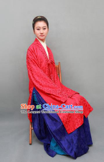 Chinese Ancient Hanfu Traditional Jin Dynasty Embroidered Historical Costumes