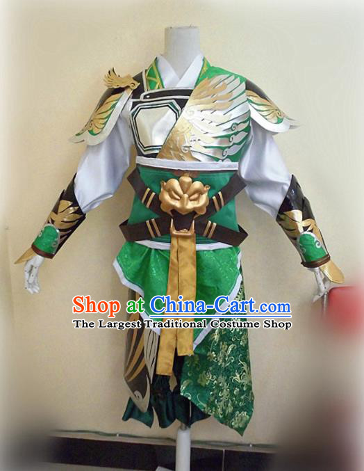 Asian Chinese Cosplay Military Officers Green Customized Costume Ancient Swordsman Clothing for Men