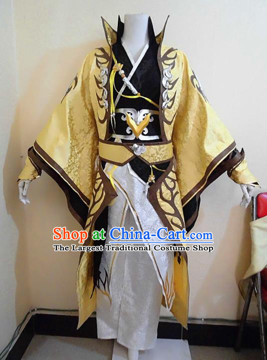 Asian Chinese Cosplay Royal Highness Golden Customized Costume Ancient Swordsman Clothing for Men