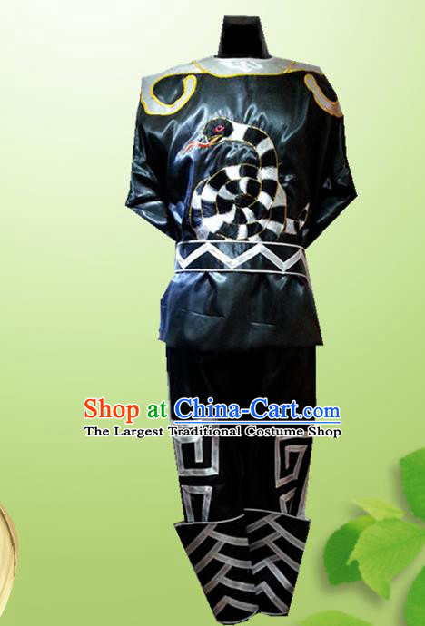 Traditional Chinese Beijing Opera Takefu Costume Drum Dance Black Clothing for Men