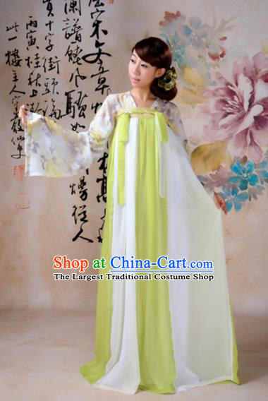 Traditional Chinese Tang Dynasty Palace Dance Costume Ancient Princess Green Hanfu Dress for Women