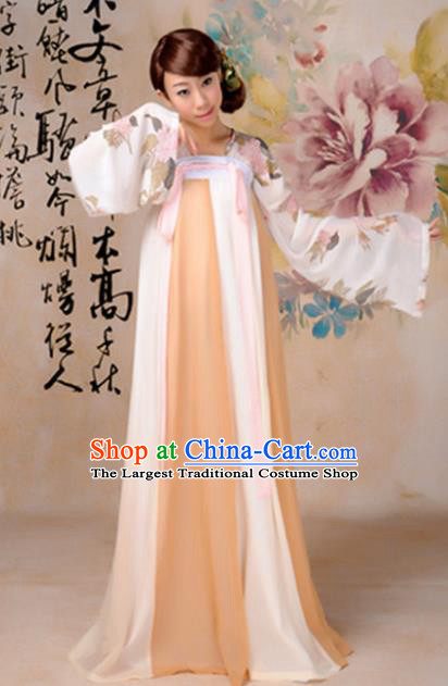 Traditional Chinese Tang Dynasty Palace Dance Costume Ancient Princess Orange Hanfu Dress for Women