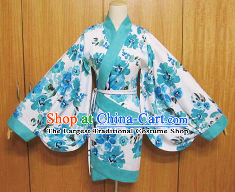 Traditional Chinese Han Dynasty Printing Curving-Front Robe Ancient Princess Costume for Women
