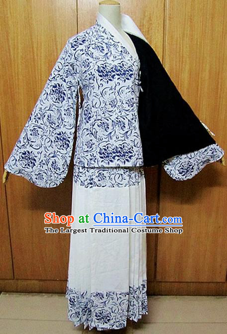 Chinese Ancient Hanfu Traditional Jin Dynasty Embroidered Historical Costumes