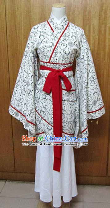 Traditional Chinese Han Dynasty Maidenform Curving-Front Robe Ancient Princess Fairy Costume for Women