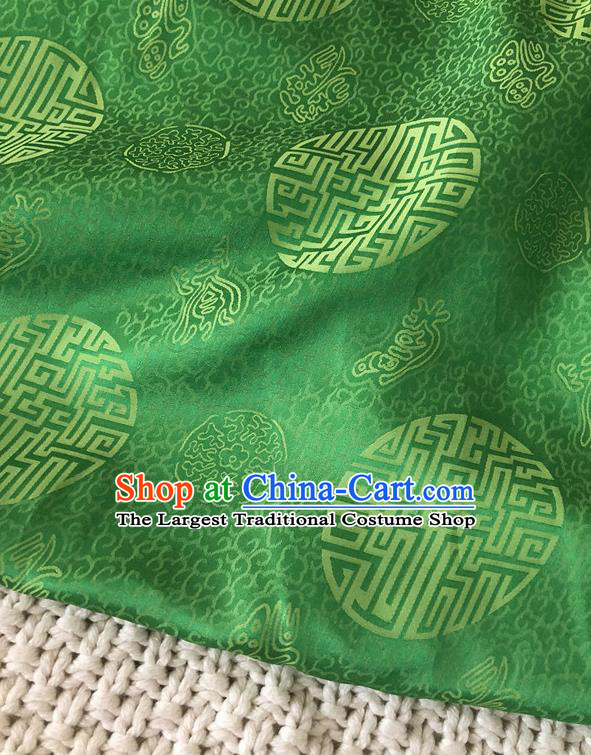 Asian Chinese Traditional Fabric Classical Pattern Green Brocade Cloth Silk Fabric