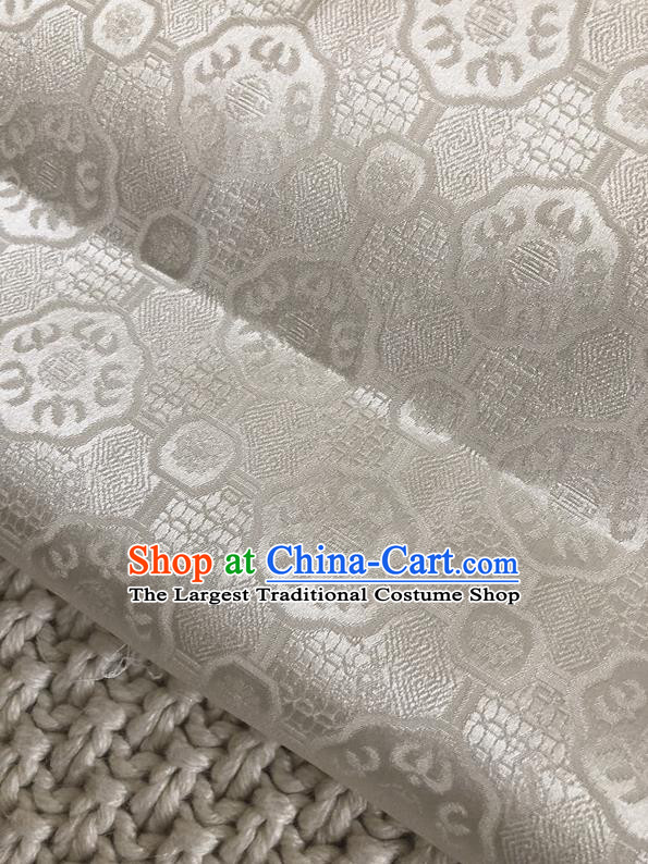 Asian Chinese Traditional Fabric Classical Pattern White Brocade Cheongsam Cloth Silk Fabric