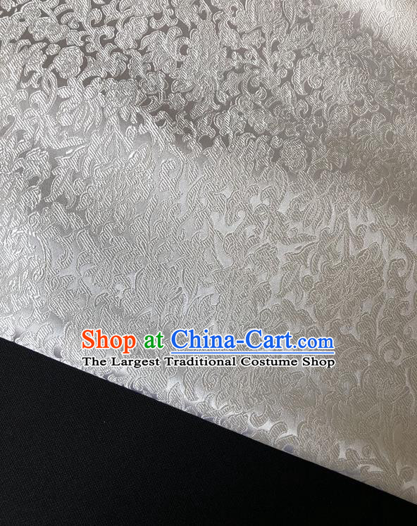 Asian Chinese Traditional Fabric Classical Pattern White Brocade Cheongsam Cloth Silk Fabric