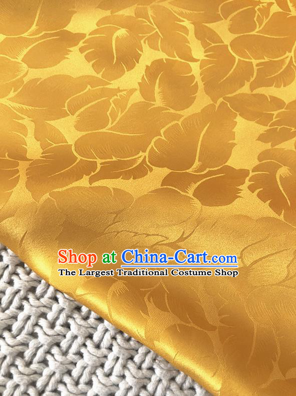 Asian Chinese Traditional Fabric Classical Pattern Yellow Brocade Cheongsam Cloth Silk Fabric