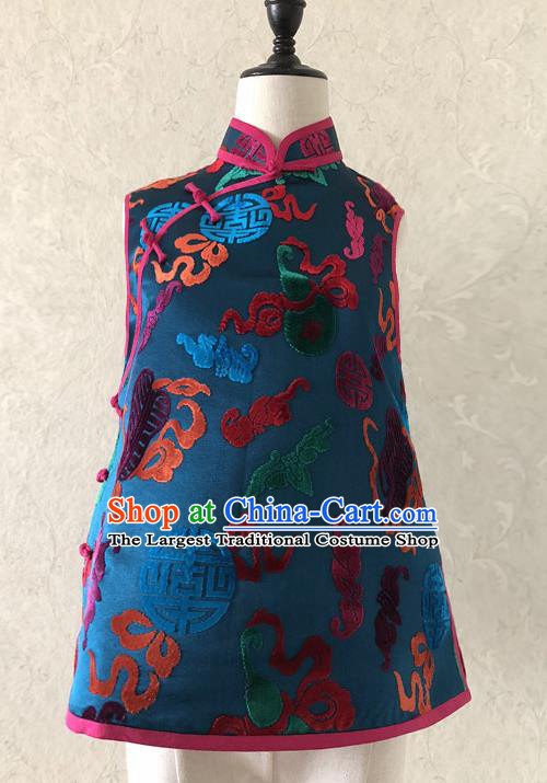 Traditional Chinese Handmade Brocade Costume Tang Suit Embroidered Vest for Women