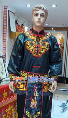Traditional Chinese Beijing Opera Swordsman Atrovirens Costume Takefu Embroidered Clothing for Adults