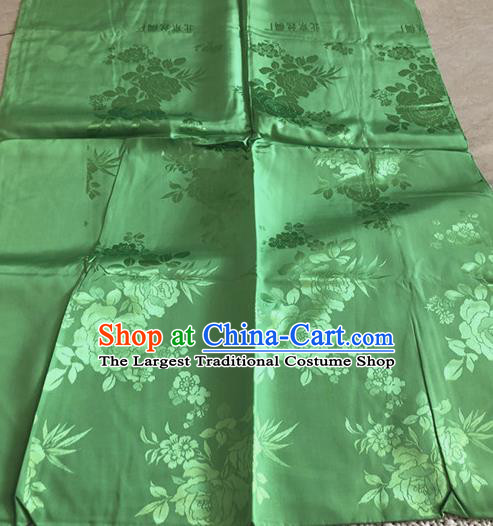 Asian Chinese Traditional Fabric Peony Pattern Green Brocade Cloth