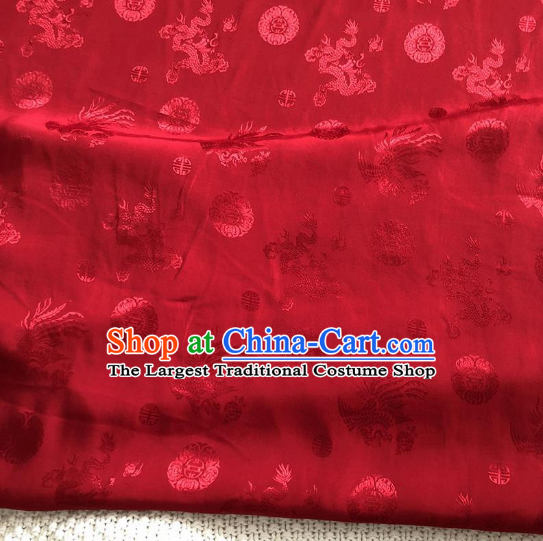Asian Chinese Traditional Fabric Palace Phoenix Pattern Red Brocade Cloth Silk Fabric