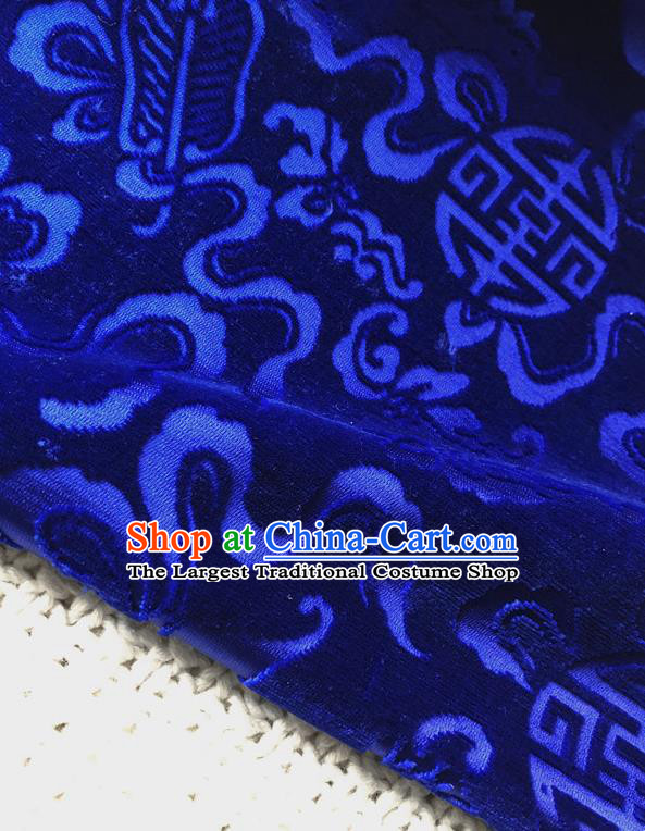 Asian Chinese Traditional Silk Fabric Classical Pattern Royalblue Brocade Cheongsam Cloth Silk Fabric