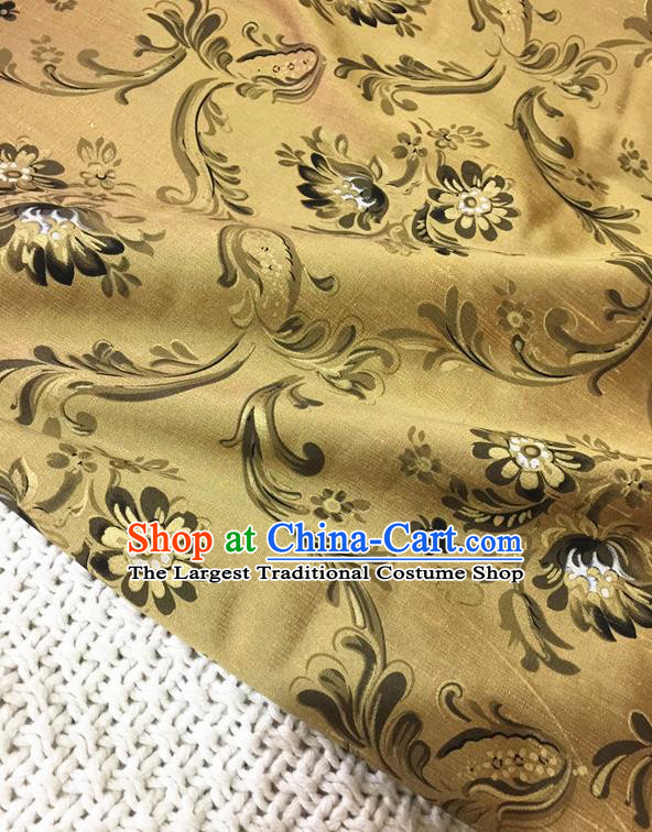 Asian Chinese Traditional Golden Silk Fabric Royal Pattern Brocade Cheongsam Cloth Silk Fabric