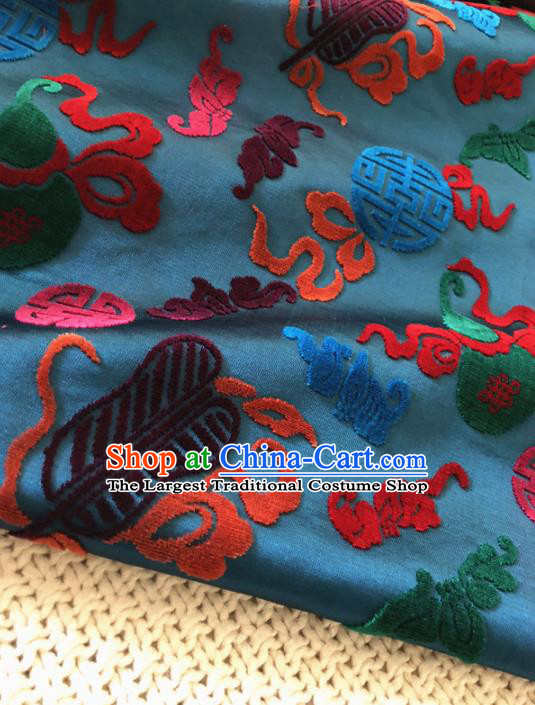 Asian Chinese Traditional Silk Fabric Classical Pattern Peacock Green Brocade Cheongsam Embroidered Cloth Silk Fabric