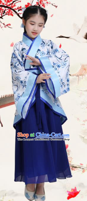 Chinese Han Dynasty Princess Costume Ancient Young Lady Hanfu Clothing for Kids