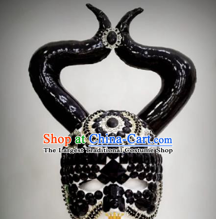 Professional Stage Performance Hair Accessories Brazilian Carnival Bull Horn Mask and Headwear for Women