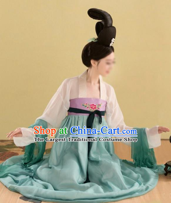 Chinese Tang Dynasty Princess Embroidered Costume Ancient Fairy Hanfu Dress for Women