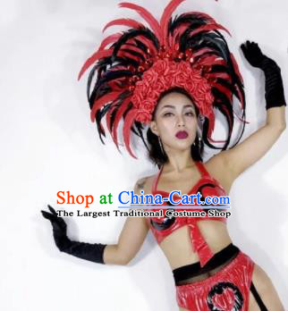 Professional Stage Performance Hair Accessories Brazilian Carnival Feather Headwear for Women