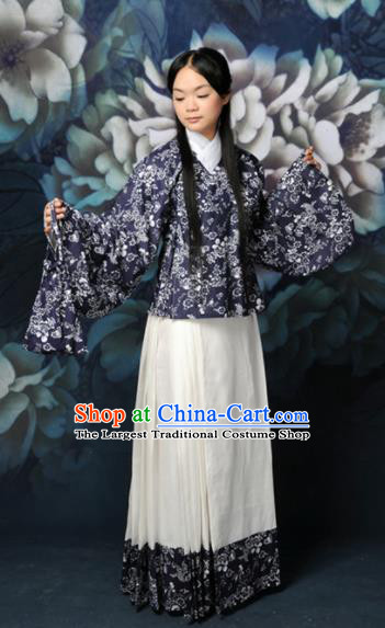 Chinese Traditional Ming Dynasty Village Girl Hanfu Dress Ancient Young Lady Costumes for Women