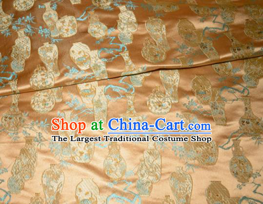 Chinese Traditional Silk Fabric Cheongsam Tang Suit Brocade Vase Pattern Cloth Material Drapery