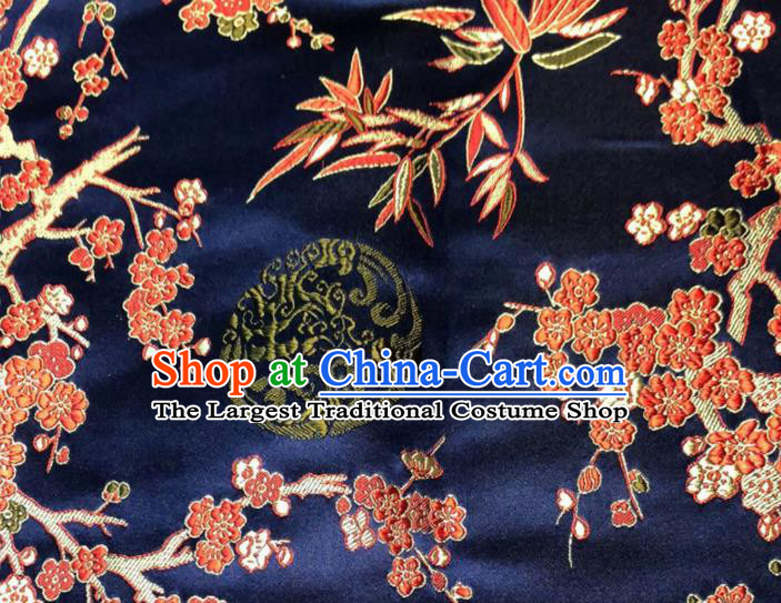 Chinese Traditional Silk Fabric Cheongsam Tang Suit Bamboo Wintersweet Pattern Brocade Cloth Drapery
