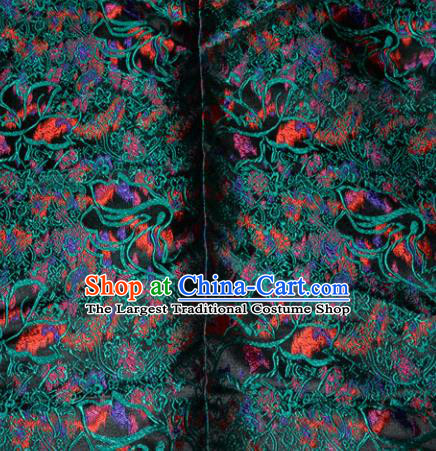 Chinese Traditional Silk Fabric Tang Suit Brocade Cheongsam Classical Green Pattern Cloth Material Drapery