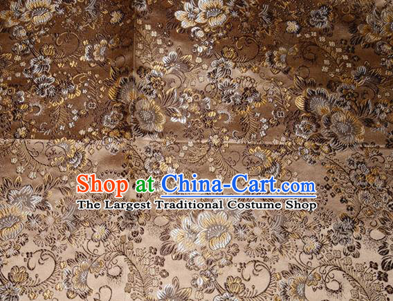 Chinese Traditional Bronze Silk Fabric Tang Suit Brocade Cheongsam Classical Pattern Cloth Material Drapery