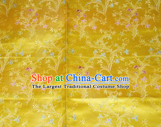 Chinese Traditional Silk Fabric Poplar Blossom Pattern Tang Suit Yellow Brocade Cloth Cheongsam Material Drapery