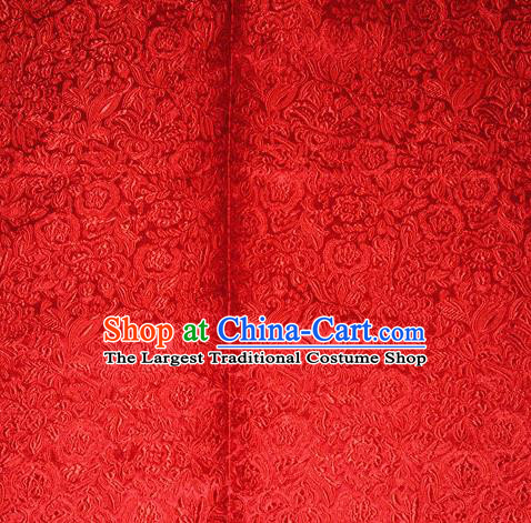 Chinese Traditional Cheongsam Red Silk Fabric Tang Suit Brocade Classical Pattern Cloth Material Drapery