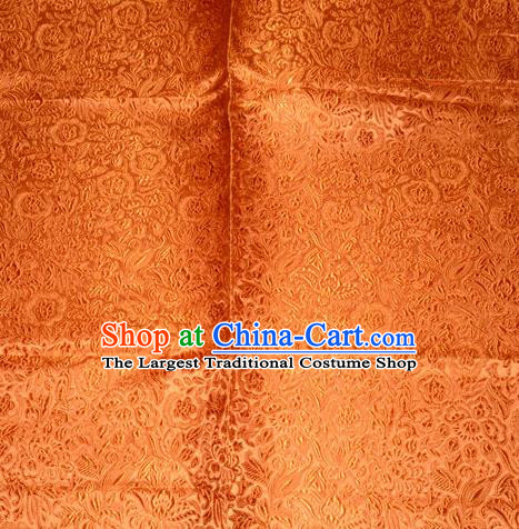 Chinese Traditional Cheongsam Orange Silk Fabric Tang Suit Brocade Classical Pattern Cloth Material Drapery