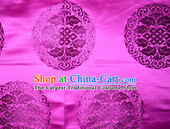 Chinese Traditional Cheongsam Silk Fabric Tang Suit Rosy Brocade Classical Round Pattern Cloth Material Drapery