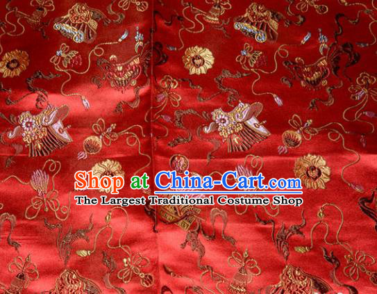 Chinese Traditional Classical Pattern Red Silk Fabric Tang Suit Brocade Cloth Cheongsam Material Drapery