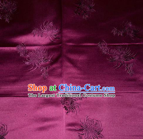 Chinese Traditional Classical Chrysanthemum Pattern Purple Silk Fabric Tang Suit Brocade Cloth Cheongsam Material Drapery