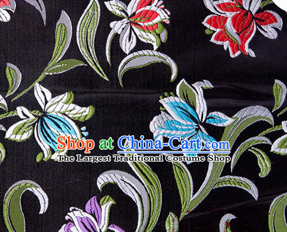 Chinese Traditional Silk Fabric Tang Suit Classical Pattern Black Brocade Cloth Cheongsam Material Drapery