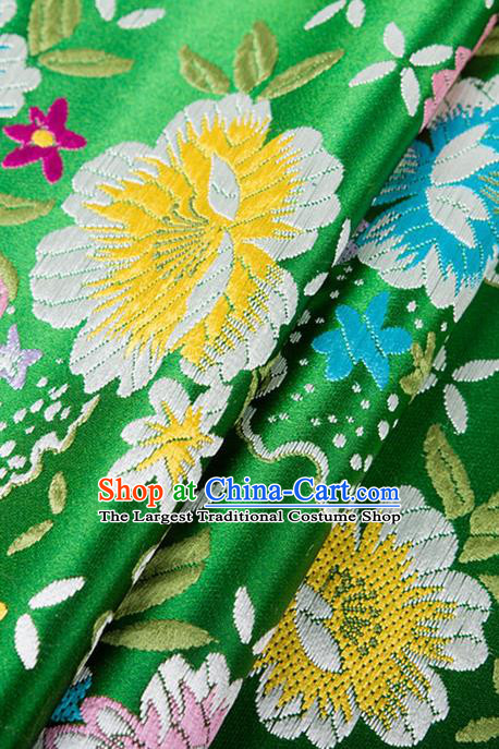 Chinese Traditional Green Brocade Fabric Tang Suit Silk Cloth Cheongsam Material Drapery