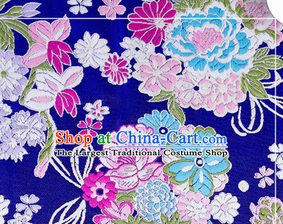 Chinese Traditional Brocade Fabric Tang Suit Royalblue Silk Cloth Cheongsam Material Drapery