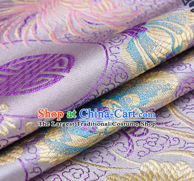 Chinese Traditional Purple Brocade Fabric Chrysanthemum Pattern Tang Suit Silk Cloth Cheongsam Material Drapery