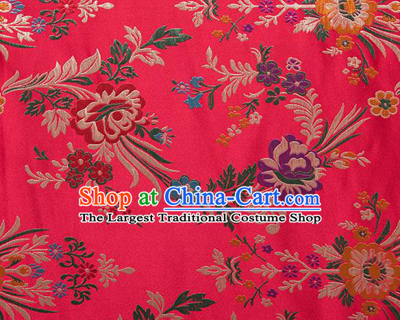 Chinese Traditional Begonia Pattern Tang Suit Red Brocade Fabric Silk Cloth Cheongsam Material Drapery