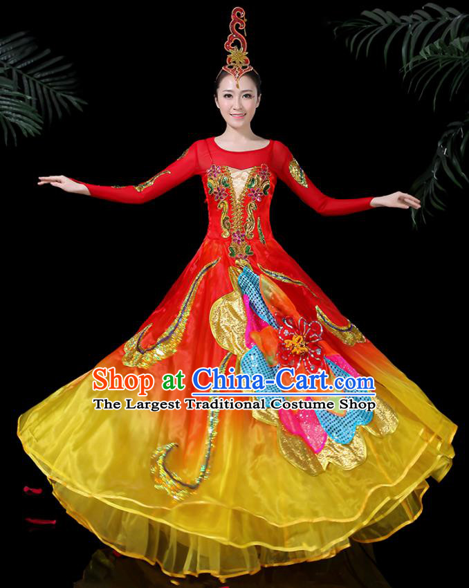 Traditional Chinese Fan Dance Folk Dance Costume Classical Yangko Dance Classical Dance Dress