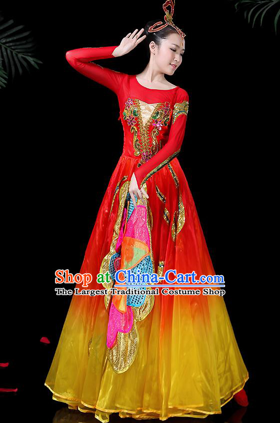 Traditional Chinese Fan Dance Folk Dance Costume Classical Yangko Dance Classical Dance Dress