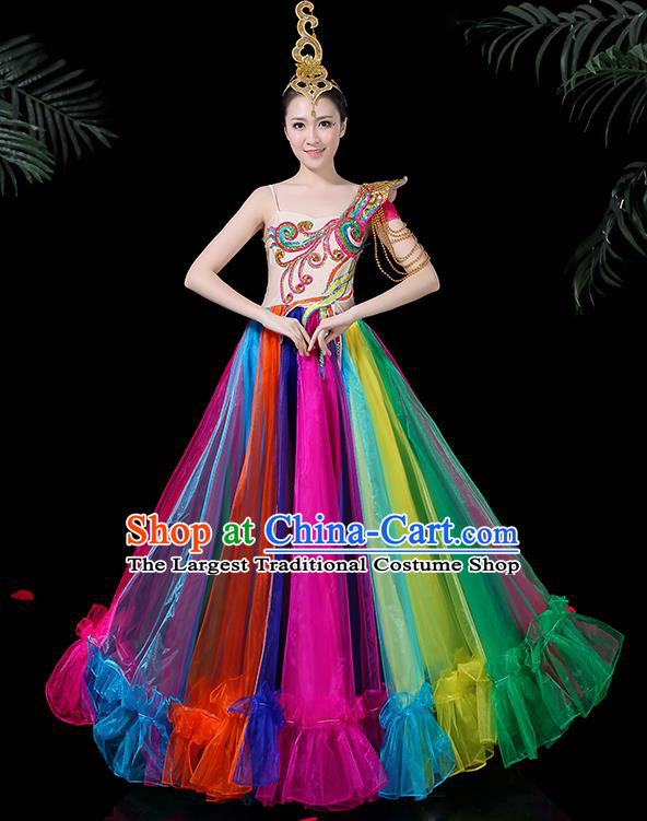 Professional Dance Modern Dance Costume Stage Performance Chorus Colorful Dress for Women
