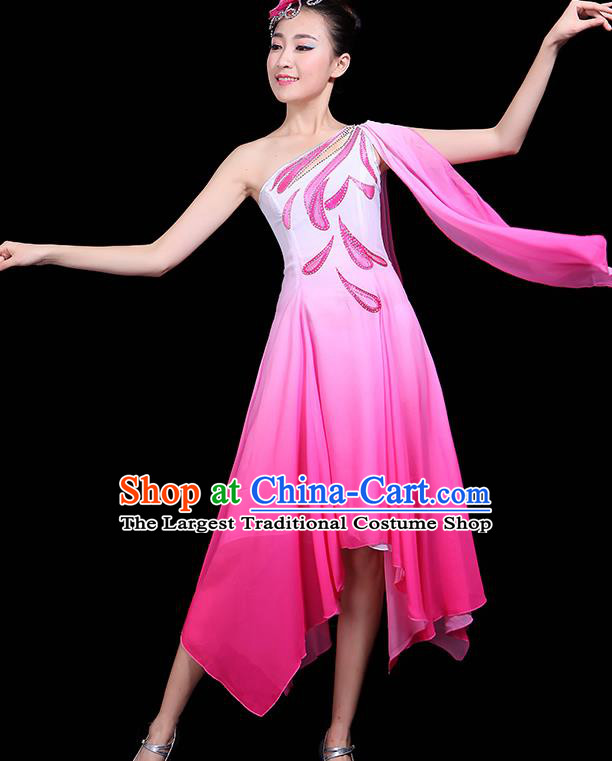 Traditional Jasmine Flower Dance Classical Dance Pink Dress Chinese Folk Dance Umbrella Dance Costume for Women