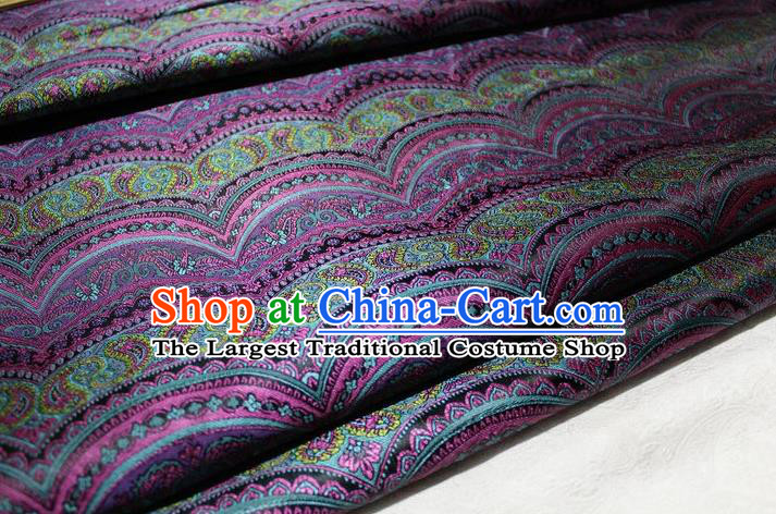 Chinese Traditional Cheongsam Cloth Tang Suit Classical Pattern Purple Brocade Fabric Silk Material Drapery