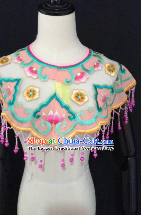 Chinese Traditional Beijing Opera Diva Accessories Peking Opera Costume Embroidered Pink Cloud Tippet for Adults