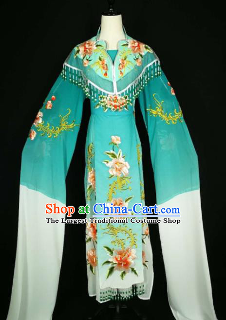 Chinese Traditional Beijing Opera Diva Peacock Green Dress Peking Opera Princess Costume for Adults