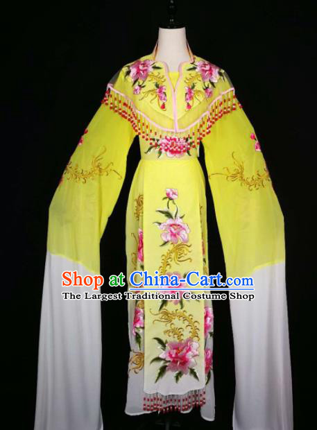 Chinese Traditional Beijing Opera Diva Yellow Dress Peking Opera Princess Costume for Adults